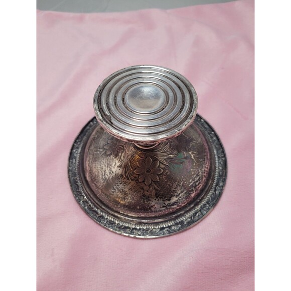 Vintage Sterling  Pedestal Candy Dish Repousse Rim Etched Engraved Design - Picture 3 of 5